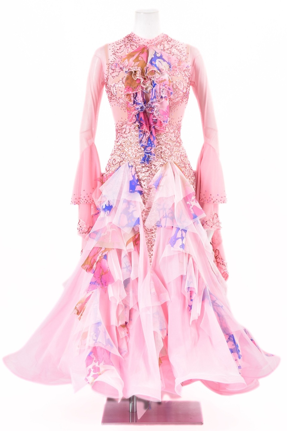 スタンダードドレス WS0740D マルチピンク S 社交ダンス モダンドレス