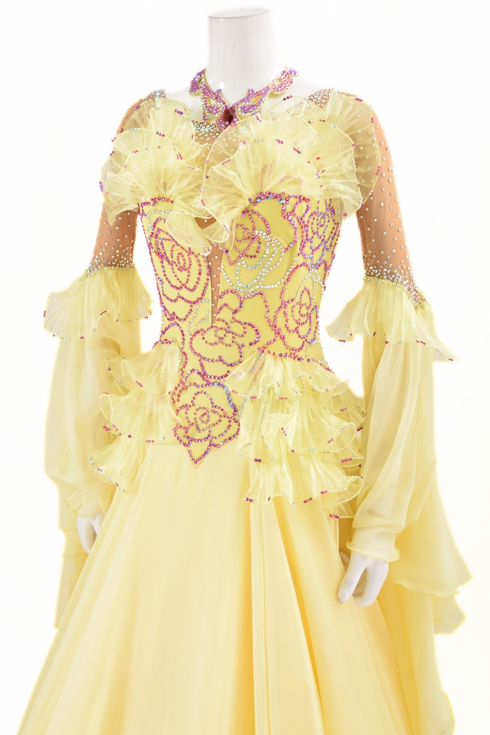 スタンダードドレス WS0730D レモン M 社交ダンス モダンドレス ボール