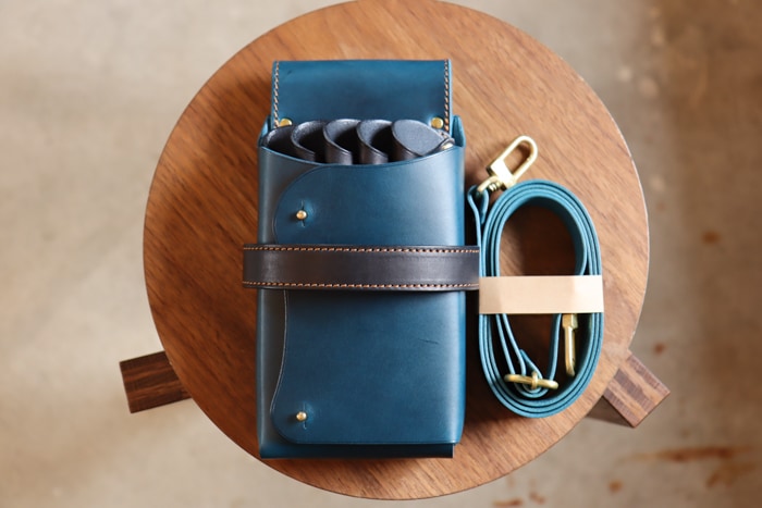 ヌメ革ナチュラル&うす茶色 6丁 革ベルト付 シザーケース SCL-154/NC