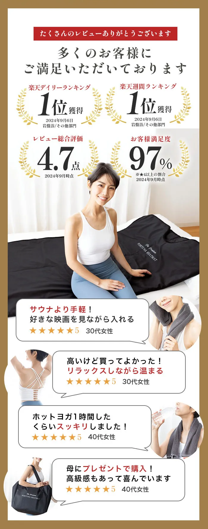 岩盤浴サウナラップ The premium FORTUNA HEATMAT -家庭で手軽に岩盤浴
