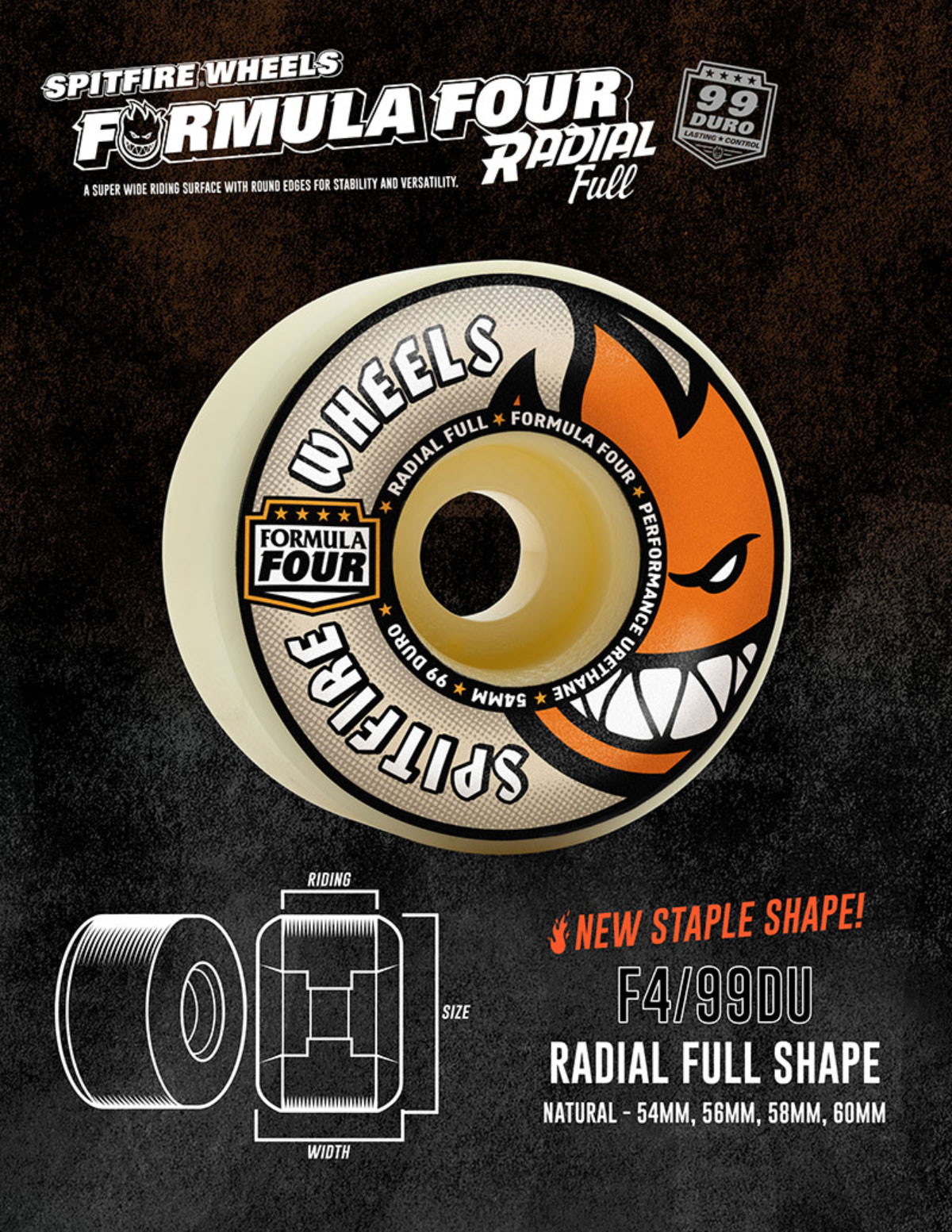 スピットファイア ウィール 54mm フォーミュラフォー オレンジ
