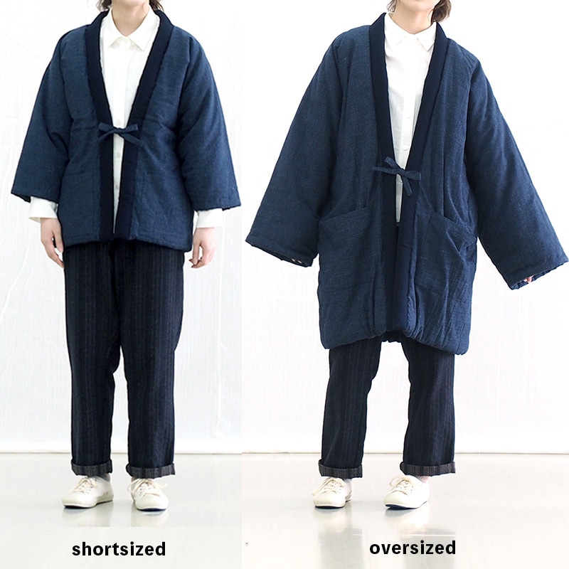 半纏［白根はんてん shortsized］黒・紺 混紡わた ショート67cm丈