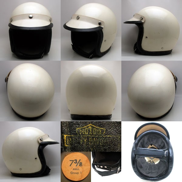 60's 純正バイザー付 McHAL SPEEDWAY 革巻リム WHITE 59cm | SPEED ADDICT