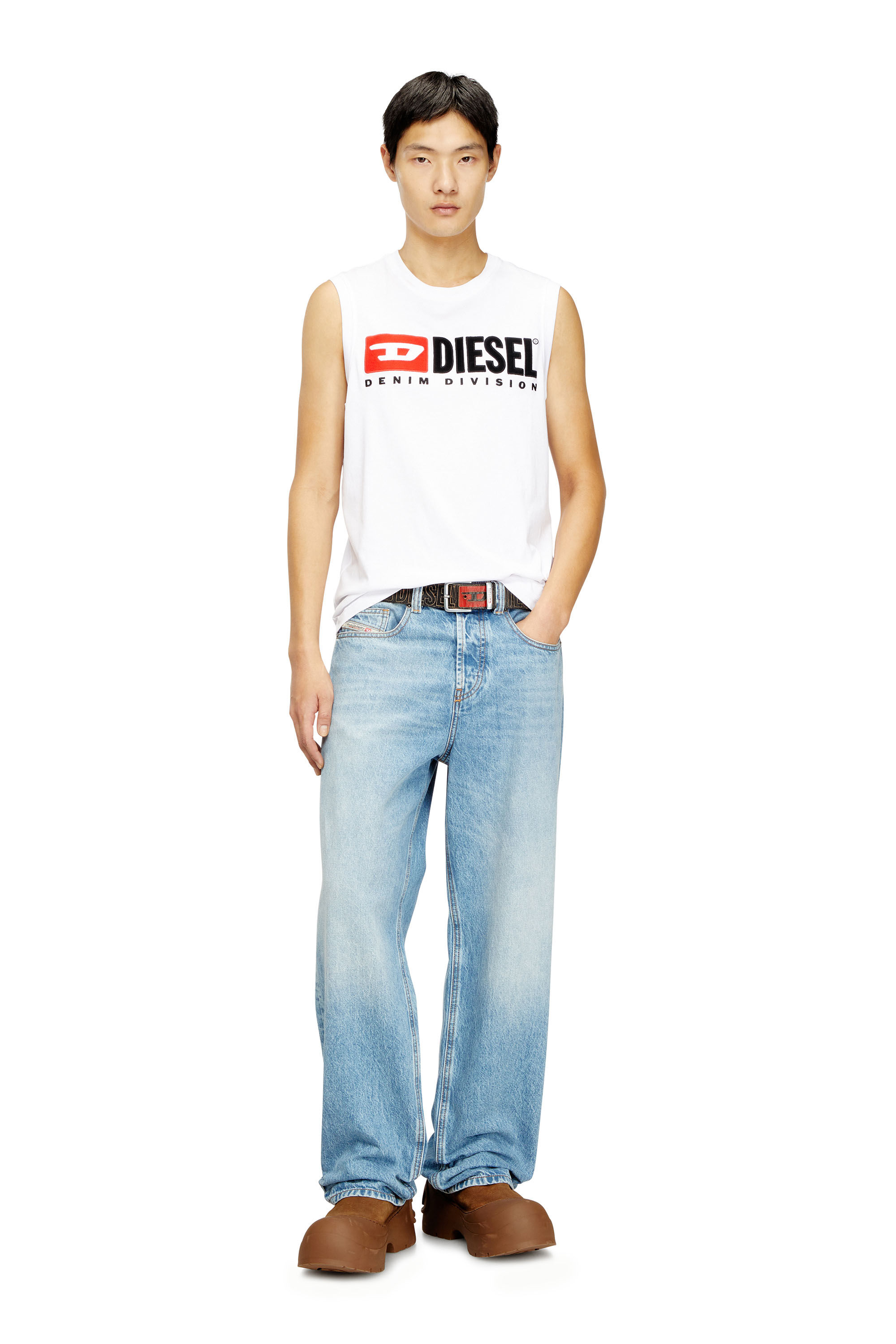 Men's Tank top with chest logo print | White | Diesel