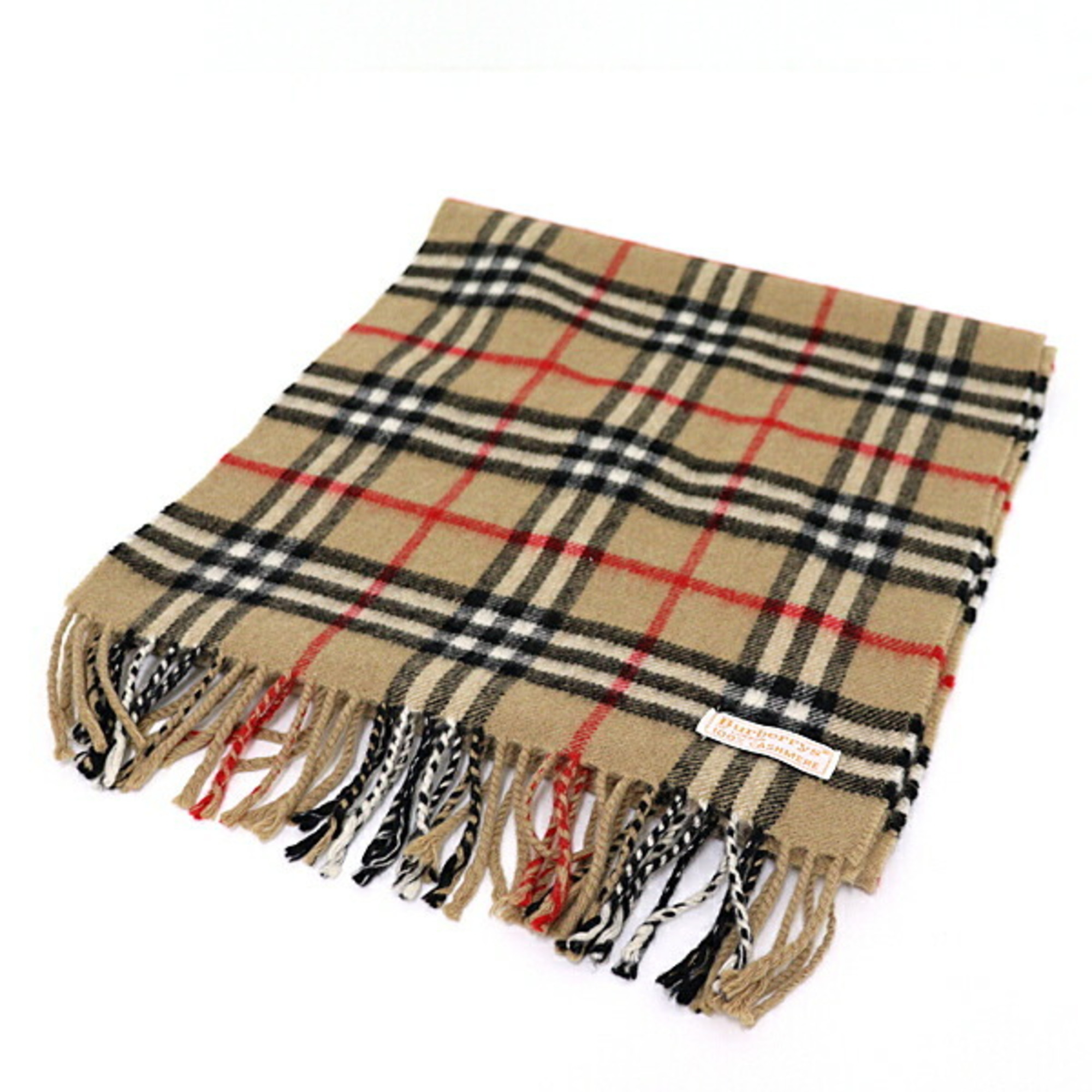 Burberry Check Scarf 100% Cashmere Nova Beige F-04382 | eLADY