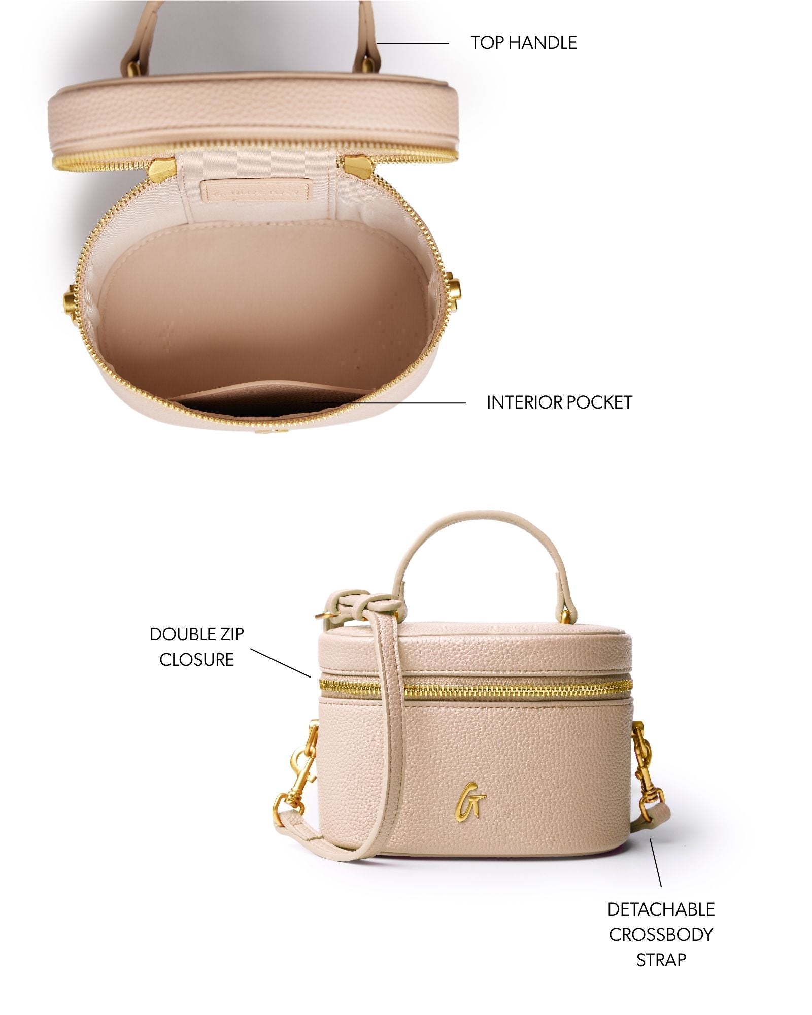 PEBBLE VANITY NUDE Vegan Leather Mini Bag | Glam-Aholic Lifestyle