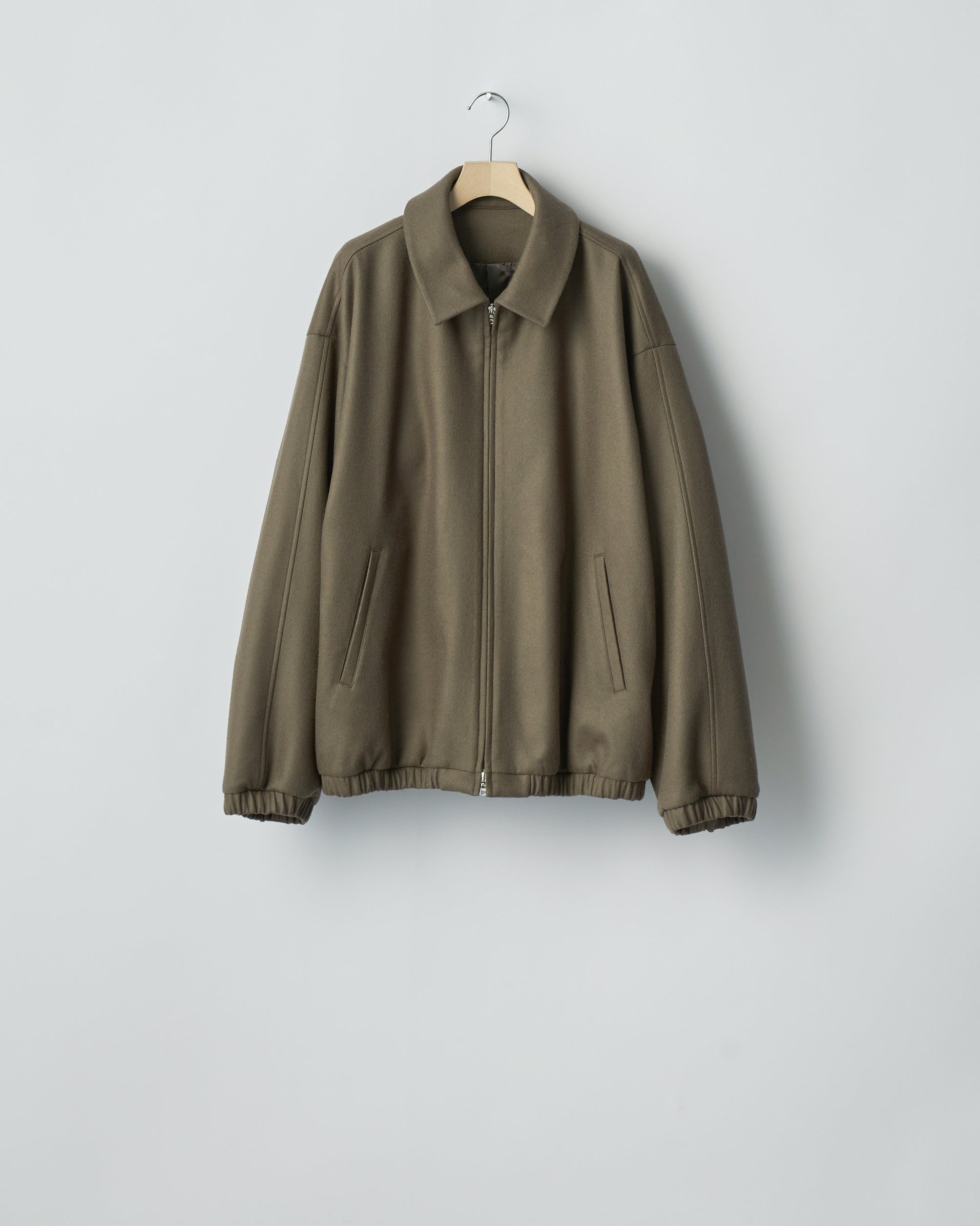 ssstein DARK BEIGE MELTON OVERSIZED ZIP JACKET