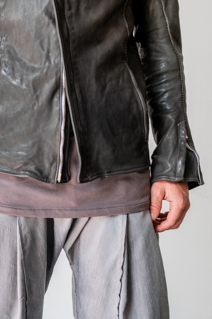 11-41757. HORSE LEATHER NO COLLAR CARVED ZIP BLOUSON JB-9 TYPE 2