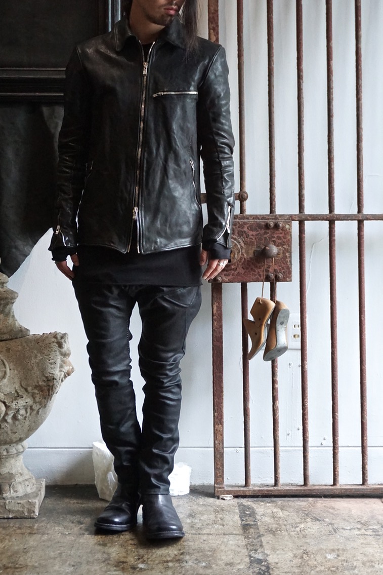 11911-41327. HORSE LEATHER SHIRT COLLAR ZIP BLOUSON #2 O/P ARM