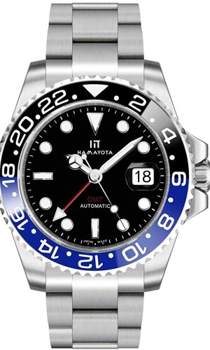 HAMAYOTA 腕時計 GMT メンズ 自動巻き ブラック文字盤 バットマン(青