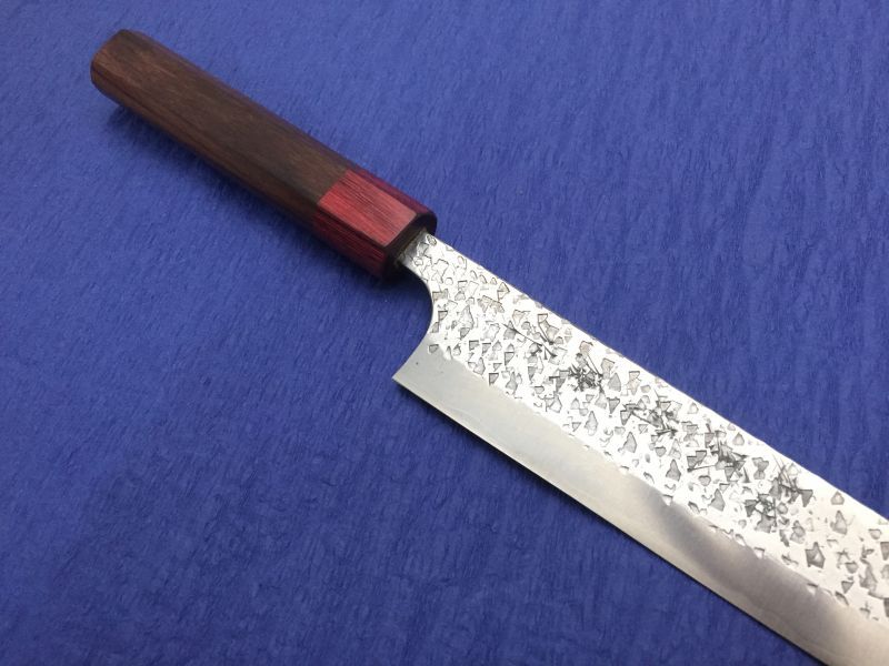 越前鍛冶 黒崎優 作 本鍛造 パウダーハイスR2鋼 筋引270mm 菱乱打鎚