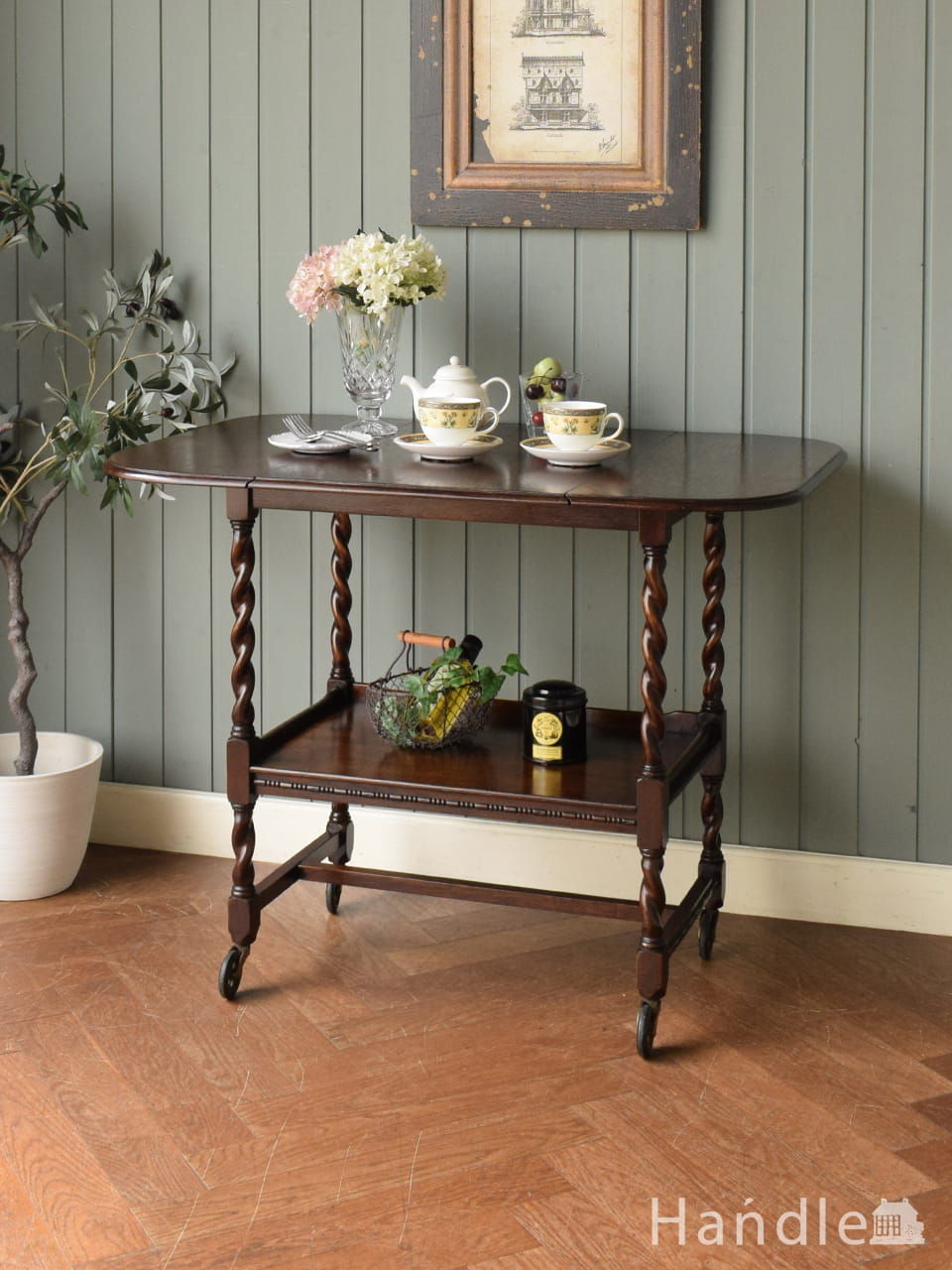 北欧デザインのヴィンテージ家具、キャスター付きワゴン（ERCOL）(x