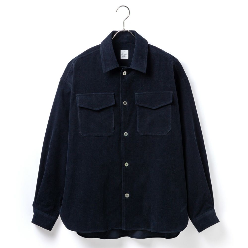 近江晒/コーデュロイ メンズ（ユニセックス） シャツブルゾン ネイビー