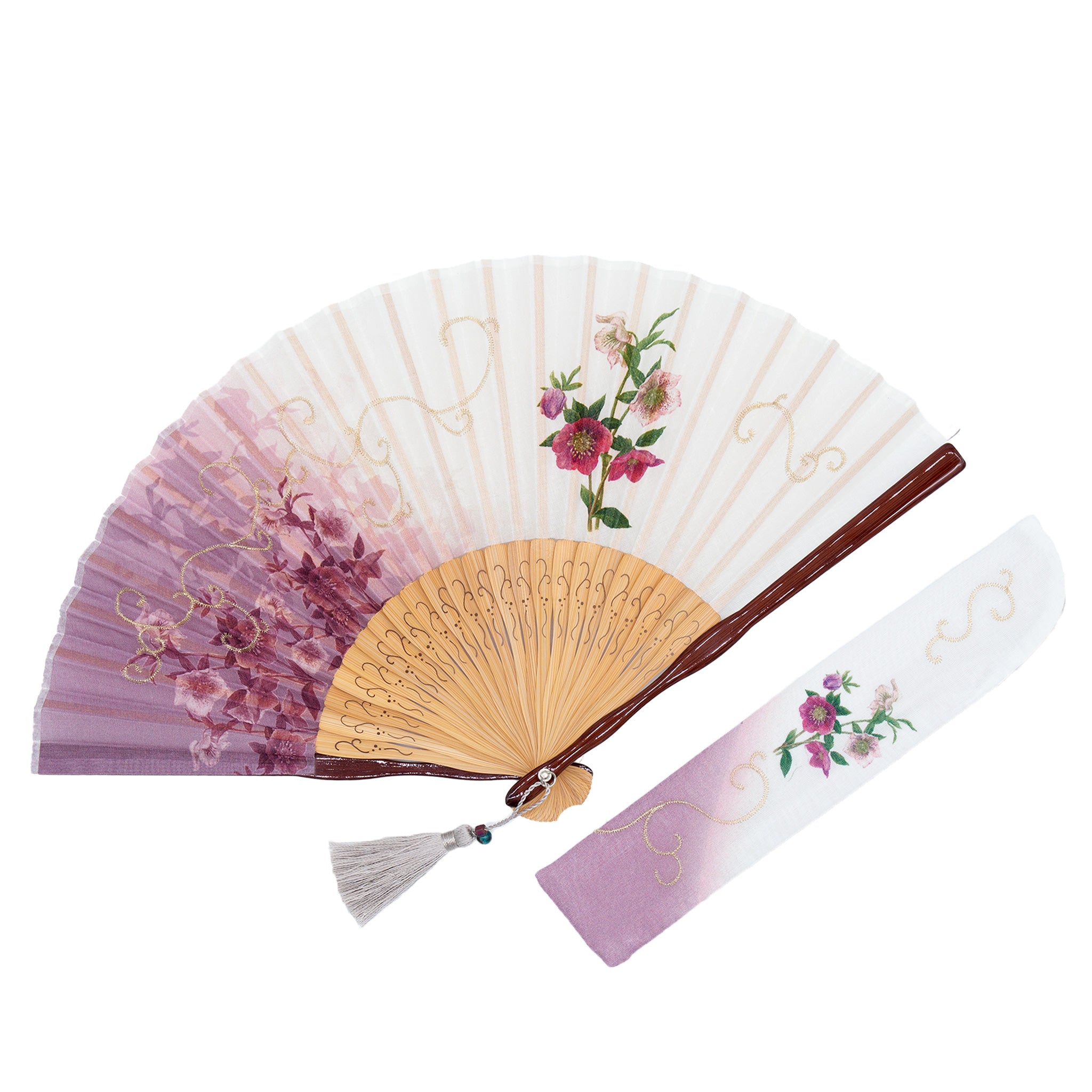 白竹堂 藤の花 扇子 専用ケース付き 白竹堂 藤の花 扇子 専用ケース