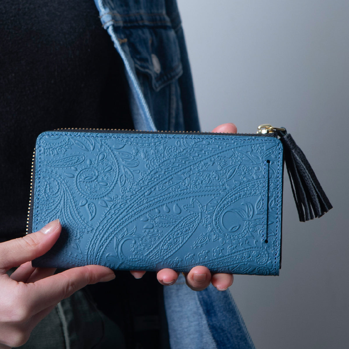 本革に自然を閉じ込めた ボタニカル柄長財布 小さい長財布 Hallelujah