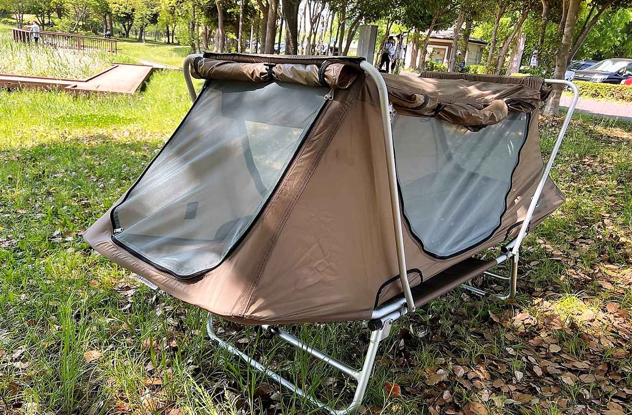 1分で設営できるソロ用テントコット！ クオルツ「イージーキャンパー