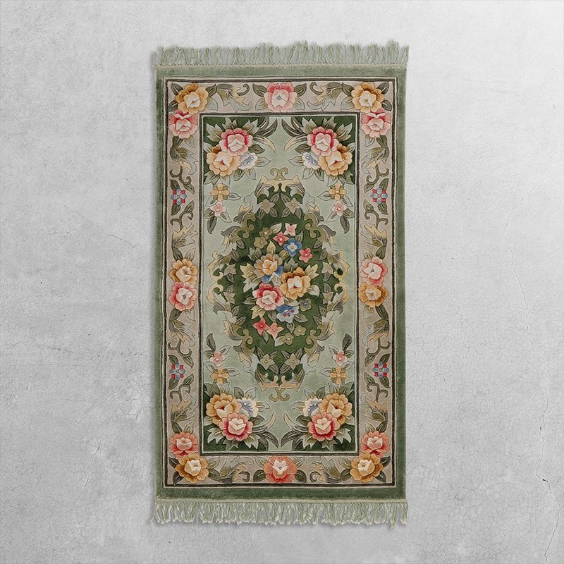 手織り 花柄 「シルク緞通」 | Happy Rug Market