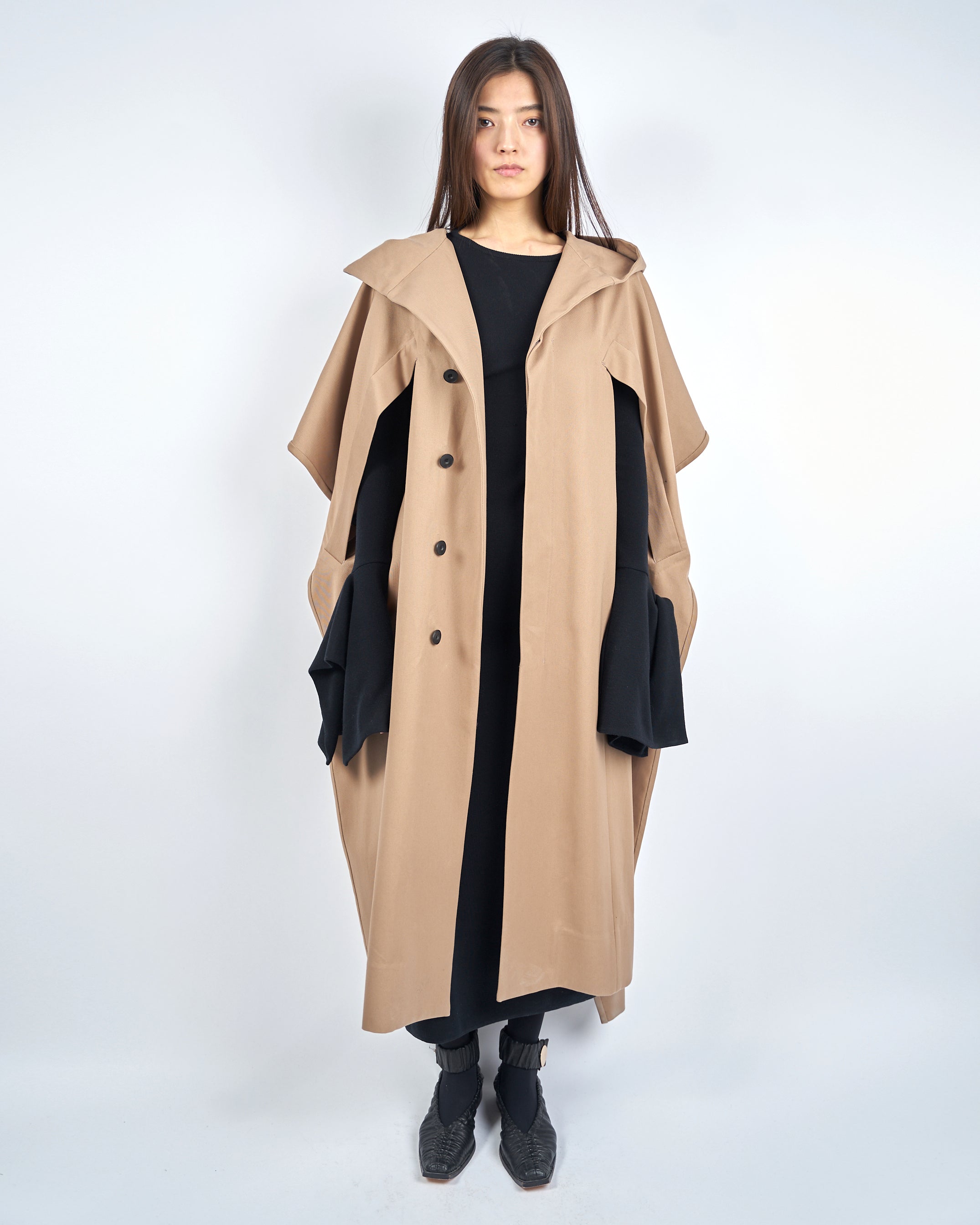 ロル Irregular hem Cape Coat lor