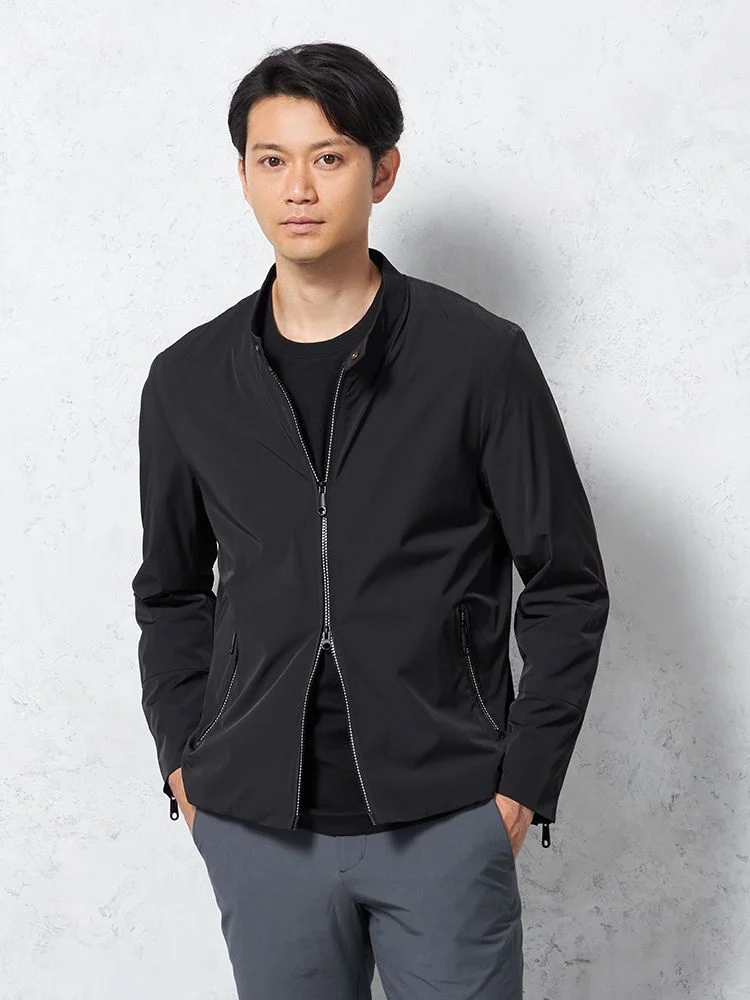 ブラック 【RUCKEN BACCHAR】ライダースブルゾン 4wayストレッチ 無地