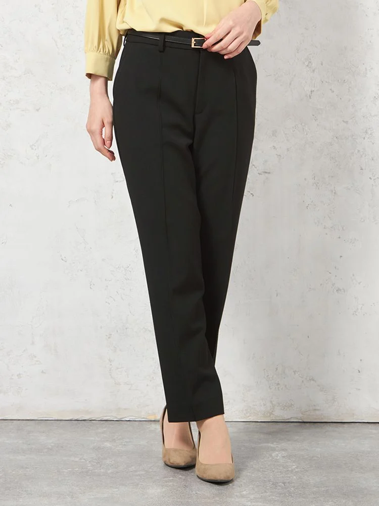 ブラック 【ウォッシャブル】スティックパンツ 裏起毛 2WAYストレッチ