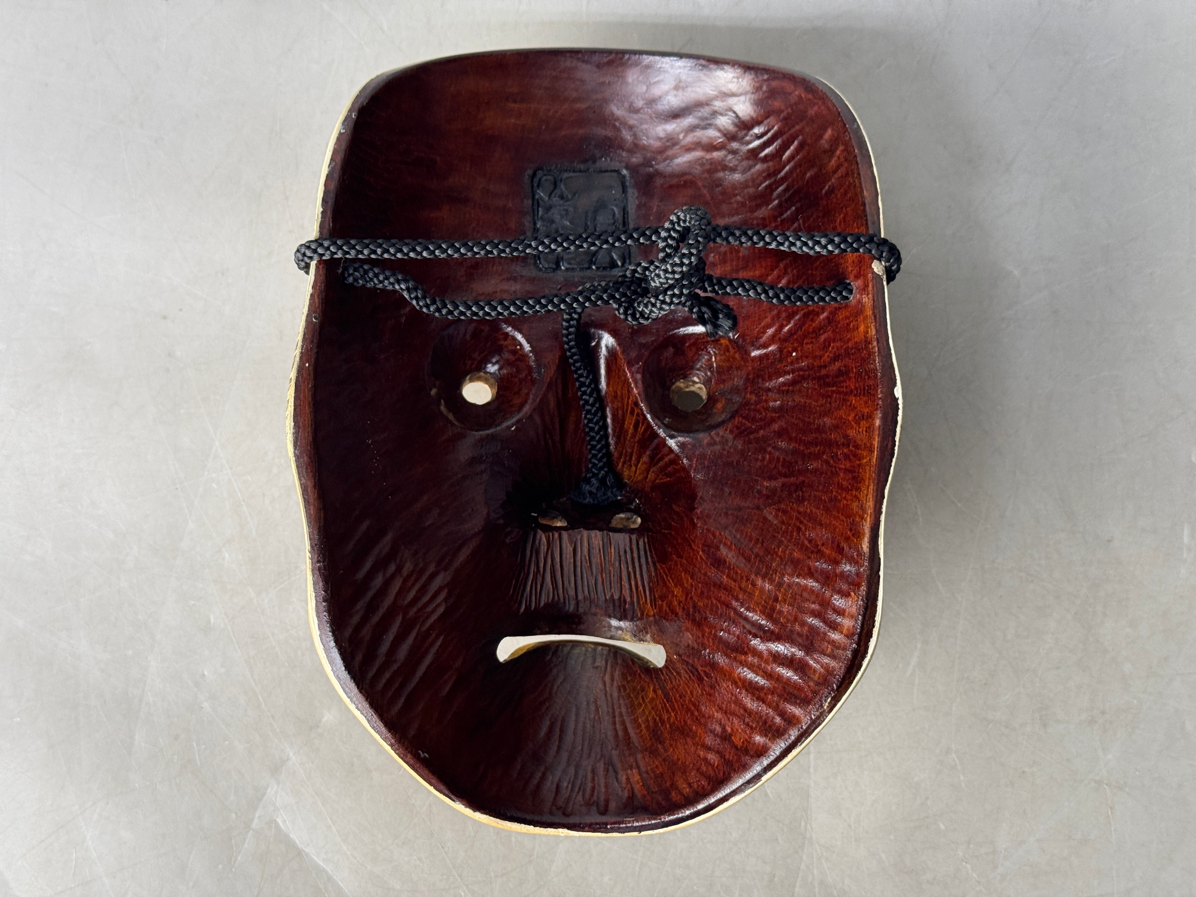 Y8804 NOH MASK wood carving Yase-otoko skinny ghost spirit Japan