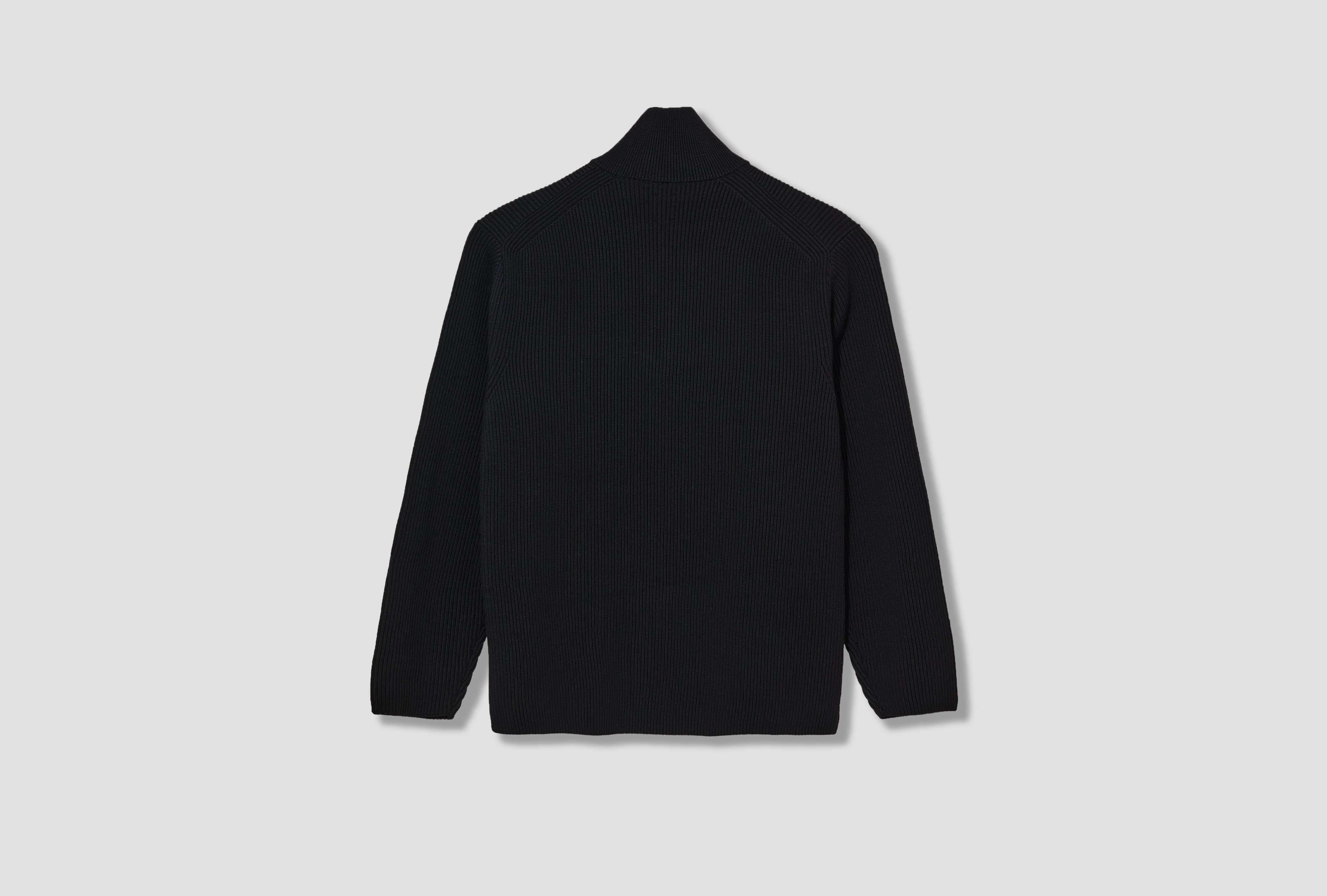 BATONER SOLID WOOL RIB HALF ZIP BN-25FM-045 Black – HARRESØ