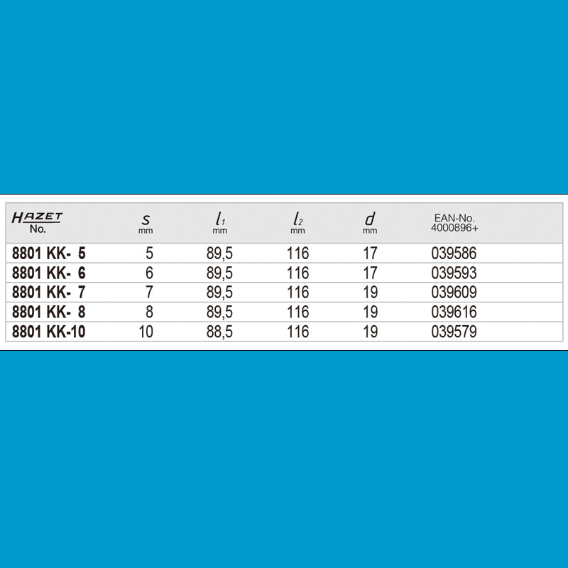 HAZET 8801KK-8 3/8” ボールポイントヘックスドライバーソケット