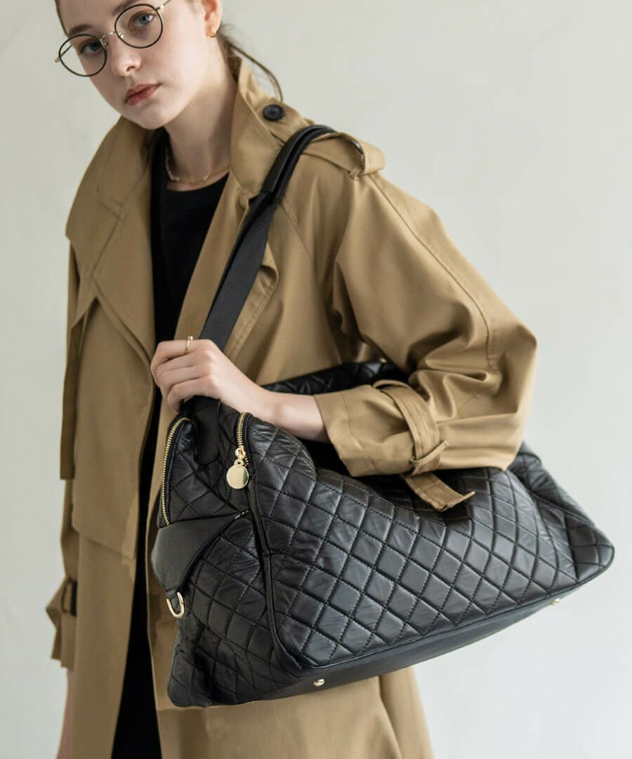 Riu Leather traveling bag キルティング ボストンバッグ Leather