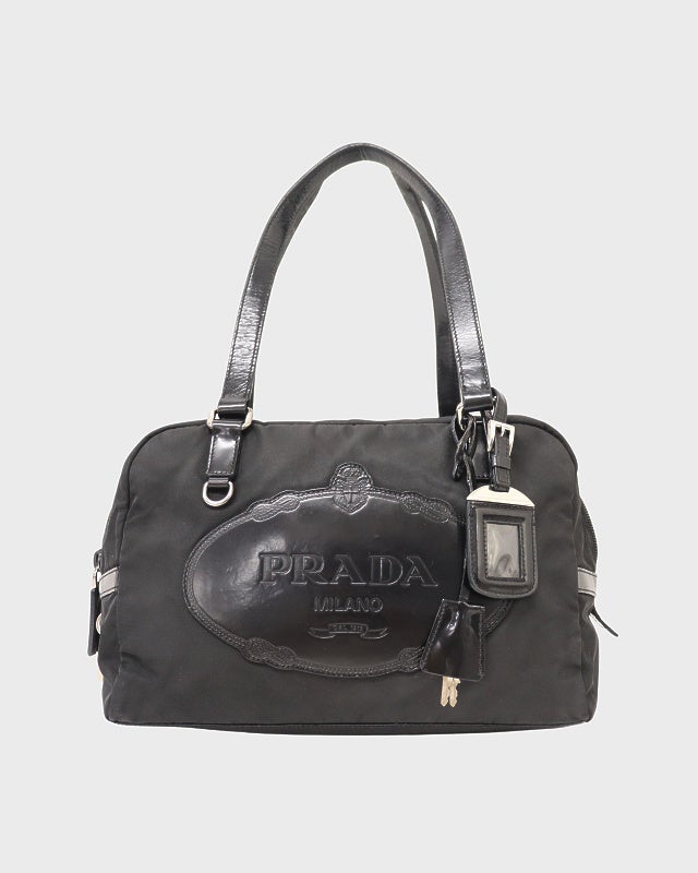 PRADA 三角ロゴ金具ナイロンレザートートバッグ | Hedy
