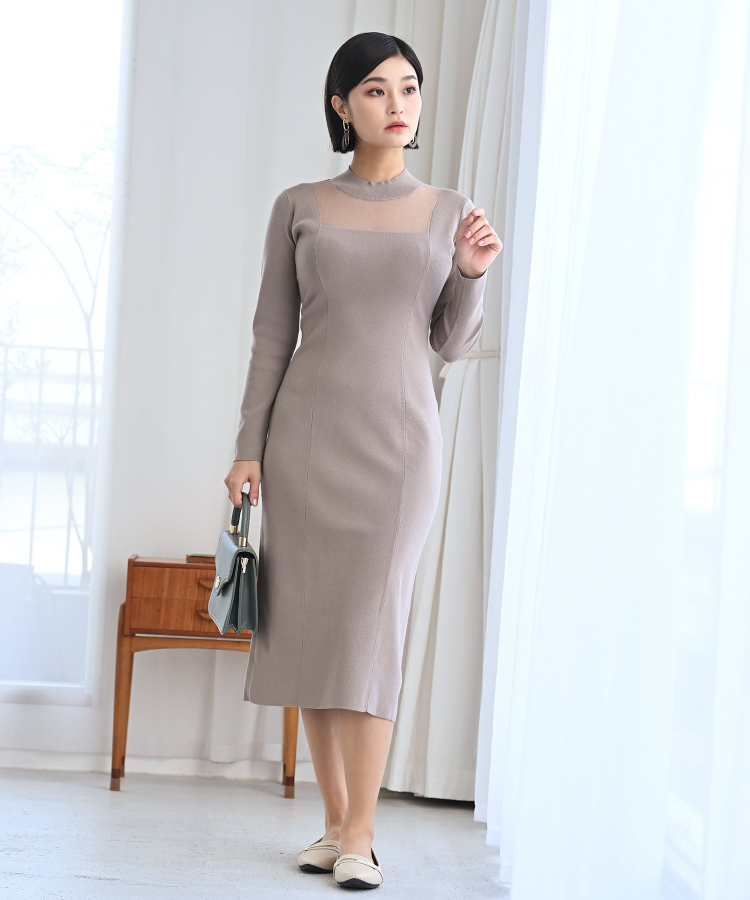 長袖シアーニットワンピース – ワンピース・ドレス – HEART CLOSET