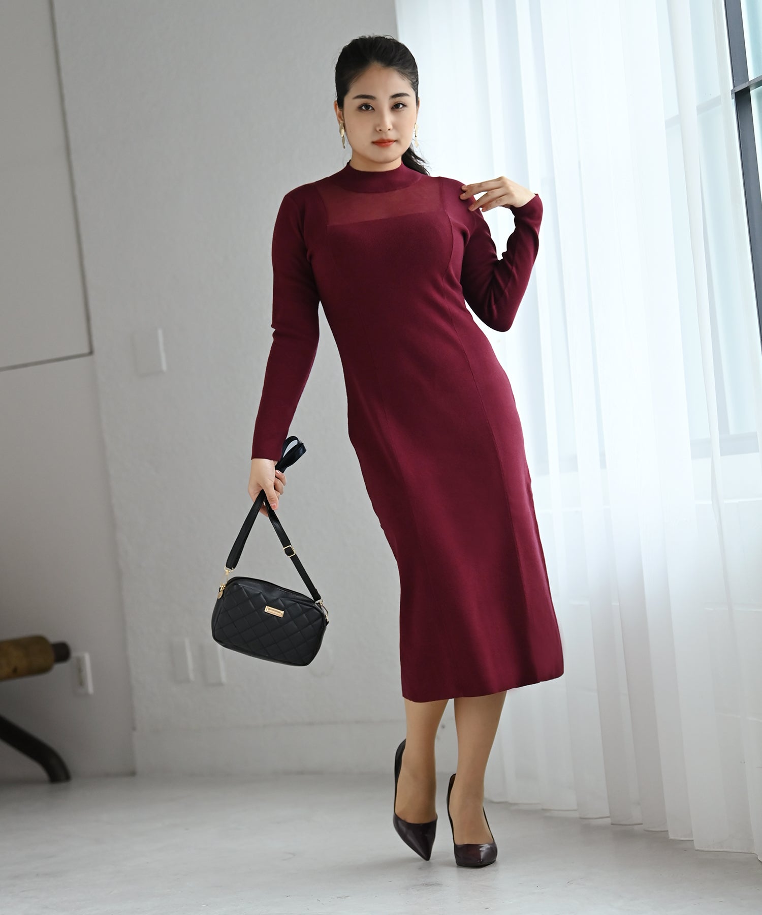 長袖シアーニットワンピース – ワンピース・ドレス – HEART CLOSET