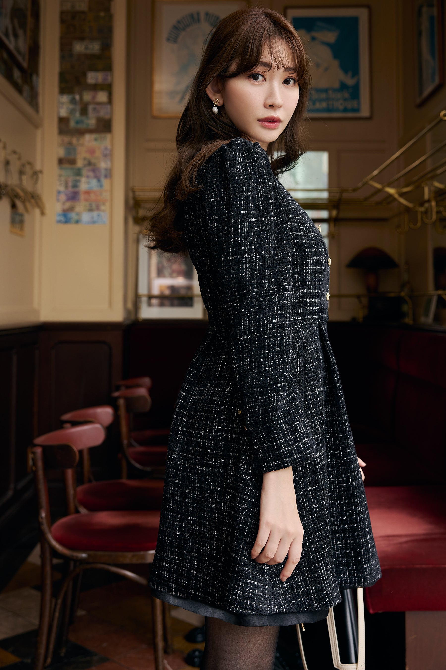 ワンピース herlipto Mondrian Tweed Mini Dress Mondrian Tweed Mini