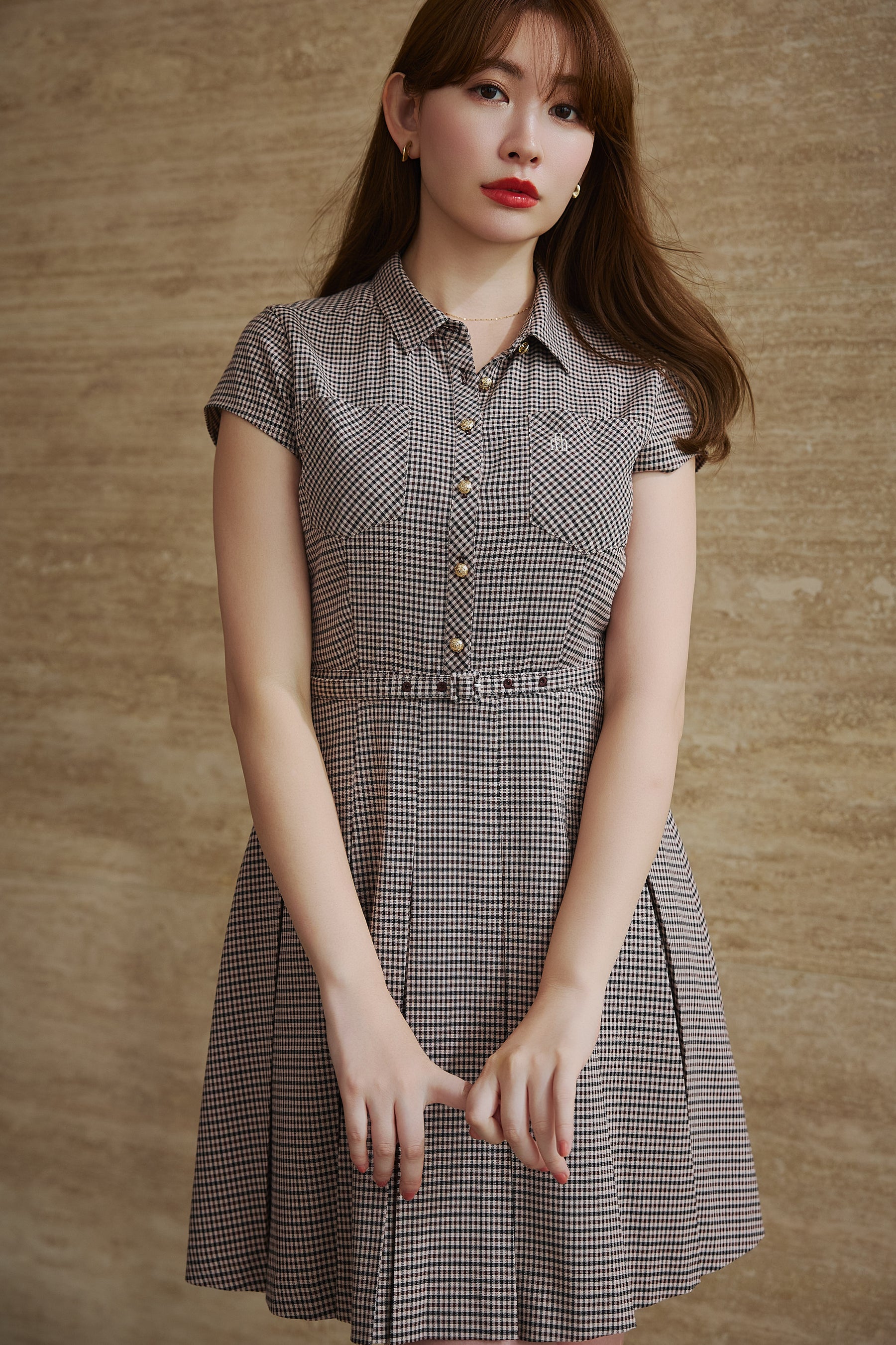 新品 Herlipto Checked Shirt Mini Dress M ワンピース herlipto