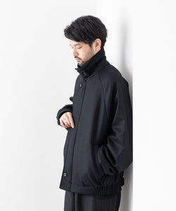 stein / シュタイン】OVERSIZED MELTON HARRINGTON ZIP JACKET - BLACK
