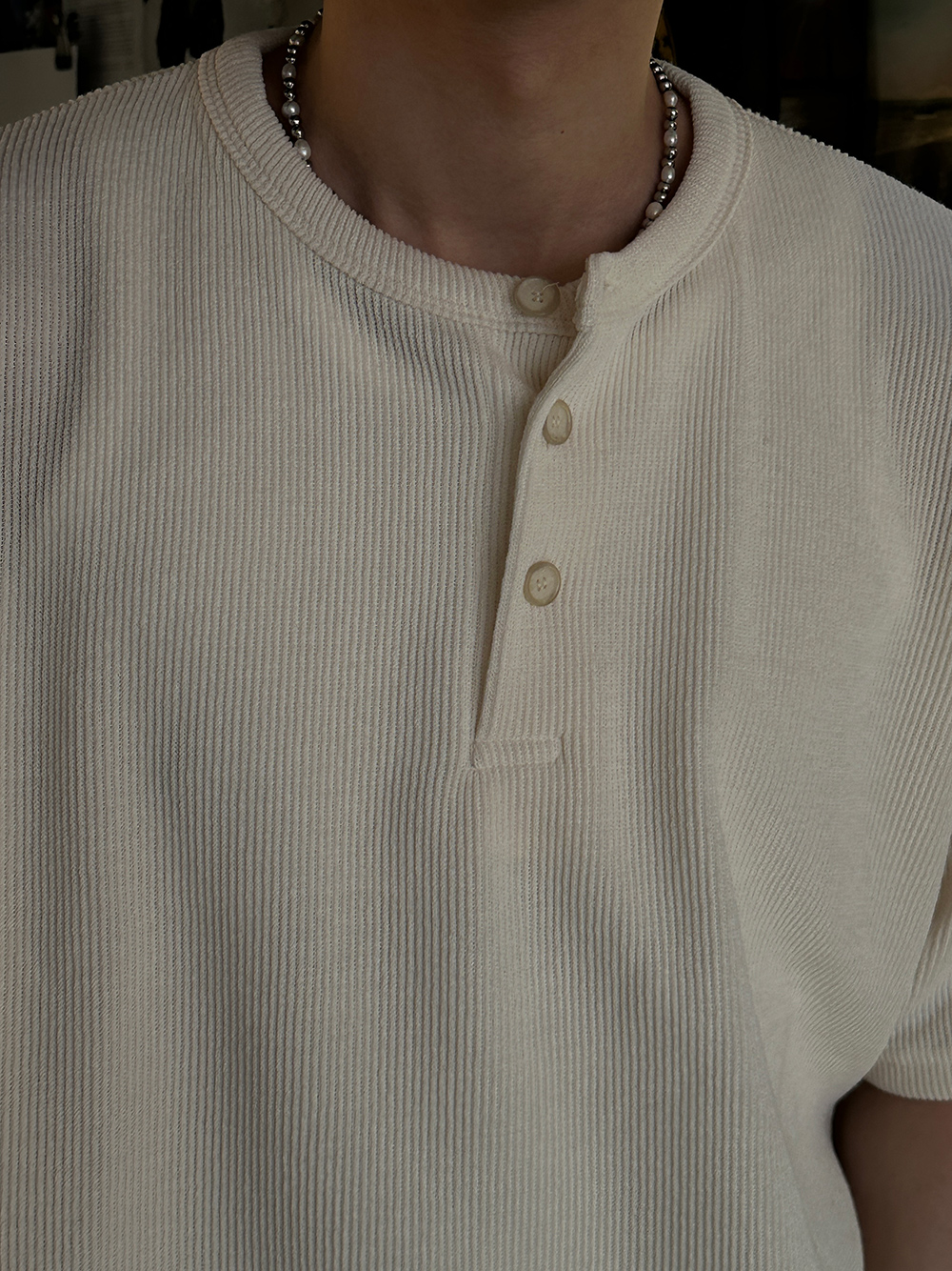 ASCLO Henry Neck Over Short Sleeve Knit T (2color) - ASCLO