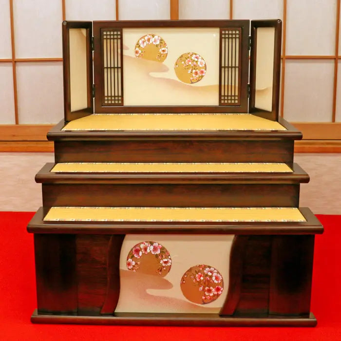三段収納飾りの収納上手な雛人形の五人雛飾り【紗弥花雛】ひな祭りの
