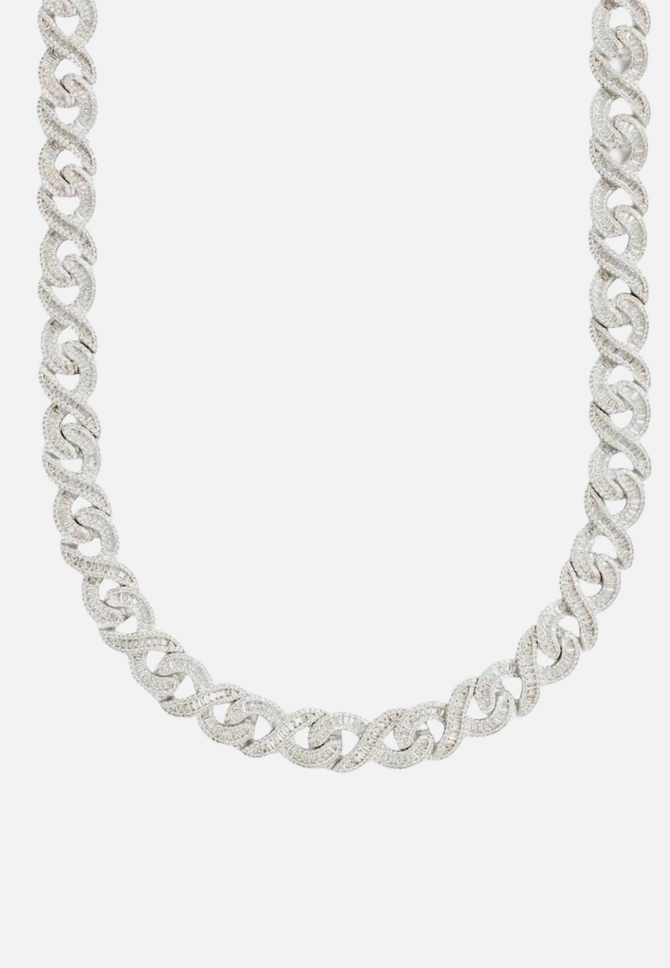 Iced Baguette Silver Infinity Link Chain | Men's Iced Necklaces