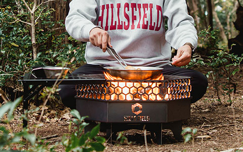 ヒルズフィールド】焚き火台フリー座2.0＋五徳＋サイドテーブル2台