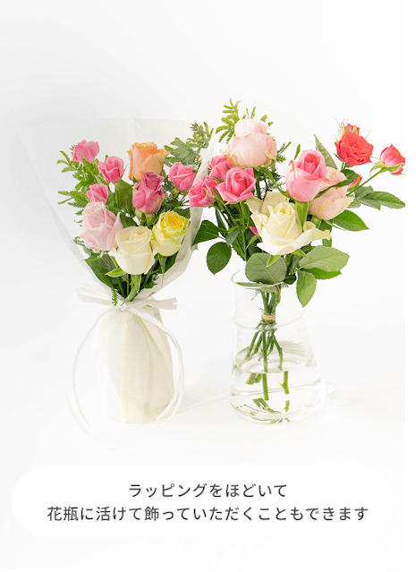 産地直送 そのまま飾れる バラ花束 ミックス（6本入り）／愛知 榊原