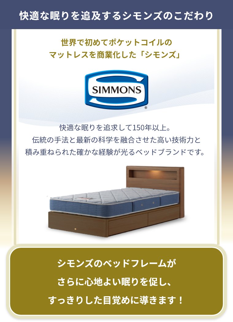 シモンズ ボックス2 抽出し付き ベッドフレーム セミダブル 宮付き 開