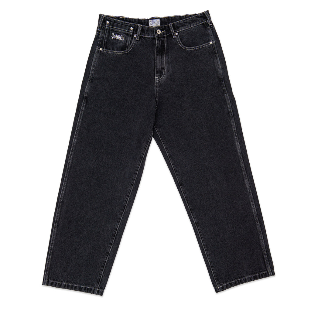 HODDLE 16 OUNCE RANGER JEANS - FADED BLACK / WHITE CONTRAST STITCH
