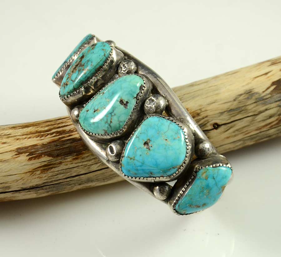 Navajo Morenci Turquoise Bracelet by John Begay - Hoel's Indian Shop