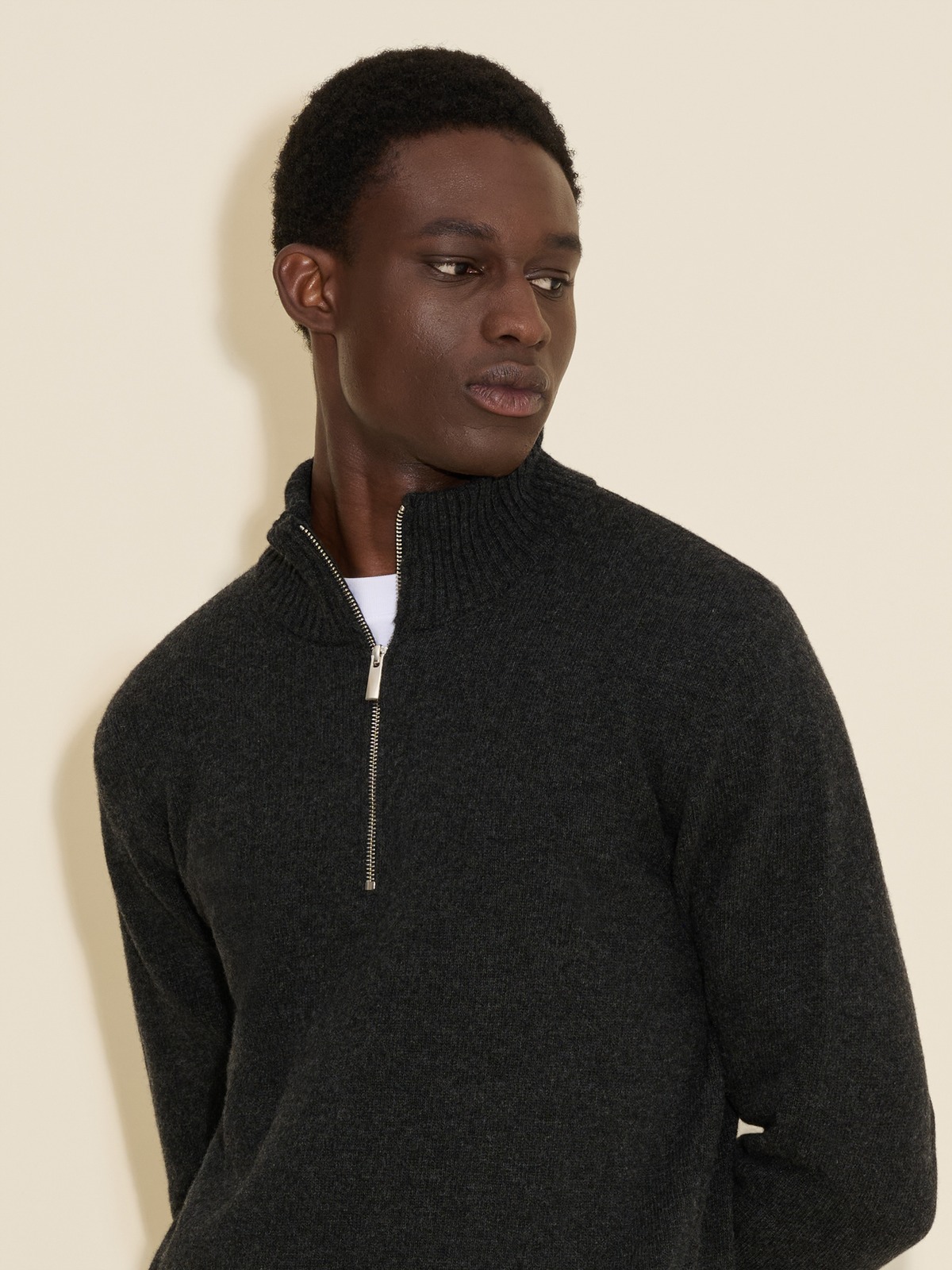 Lambswool Half Zip Turtle - Dk. Grey - Holzweiler