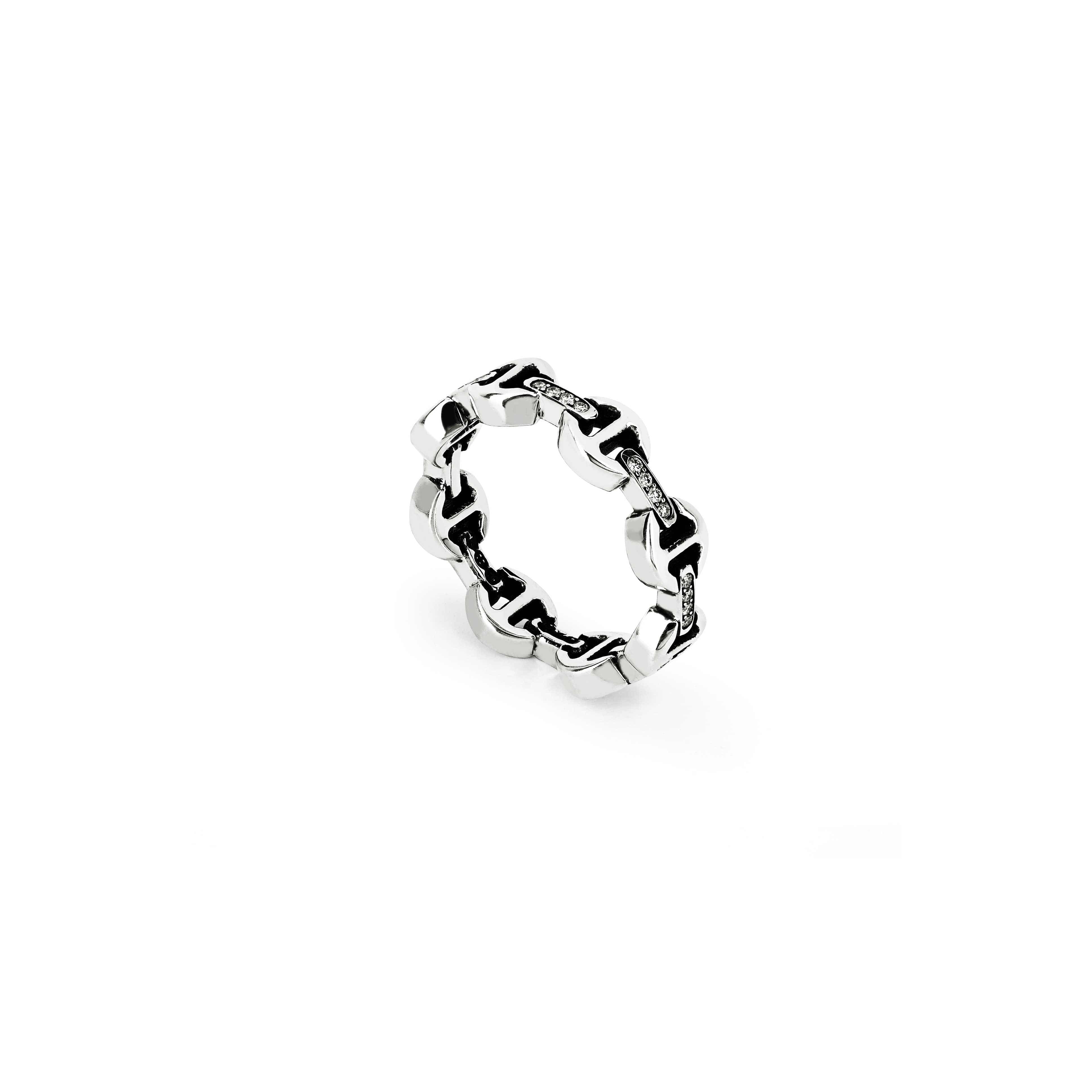 DAME TRI-LINK WITH DIAMOND BRIDGES｜silver｜Ring｜HOORSENBUHS