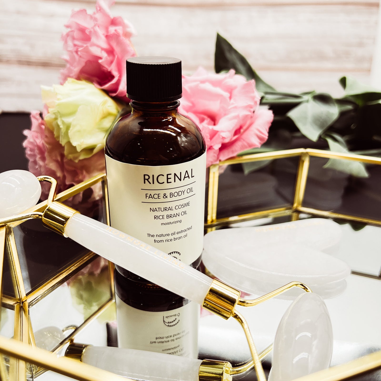 HM 白翡翠カッサプレート&フェイシャルマッサージローラーセット