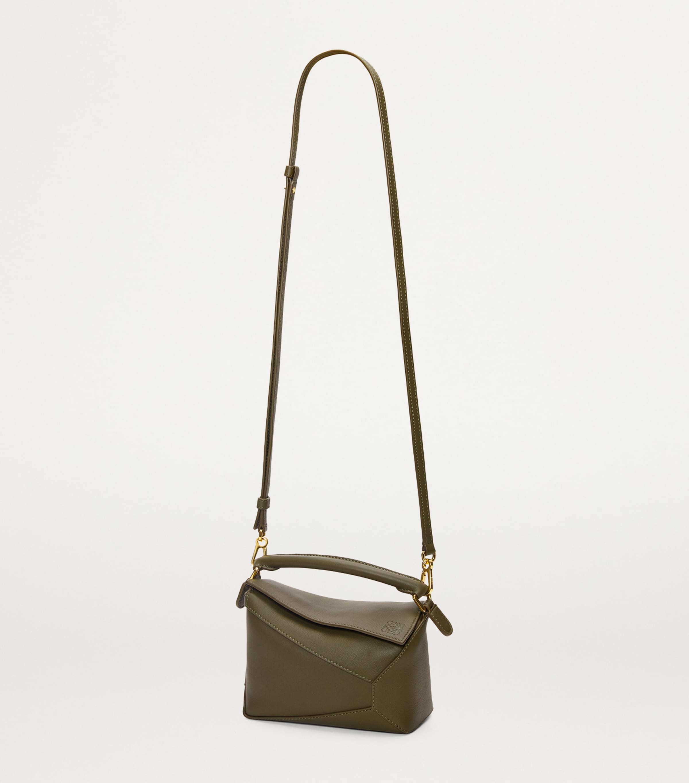 LOEWE Green Mini Leather Puzzle Edge Top-Handle Bag | Harrods US