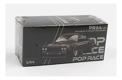 Miniatura V8 Drift Skyline Gt-r 2000 Hakosuka Pop Race 1:64 Preto