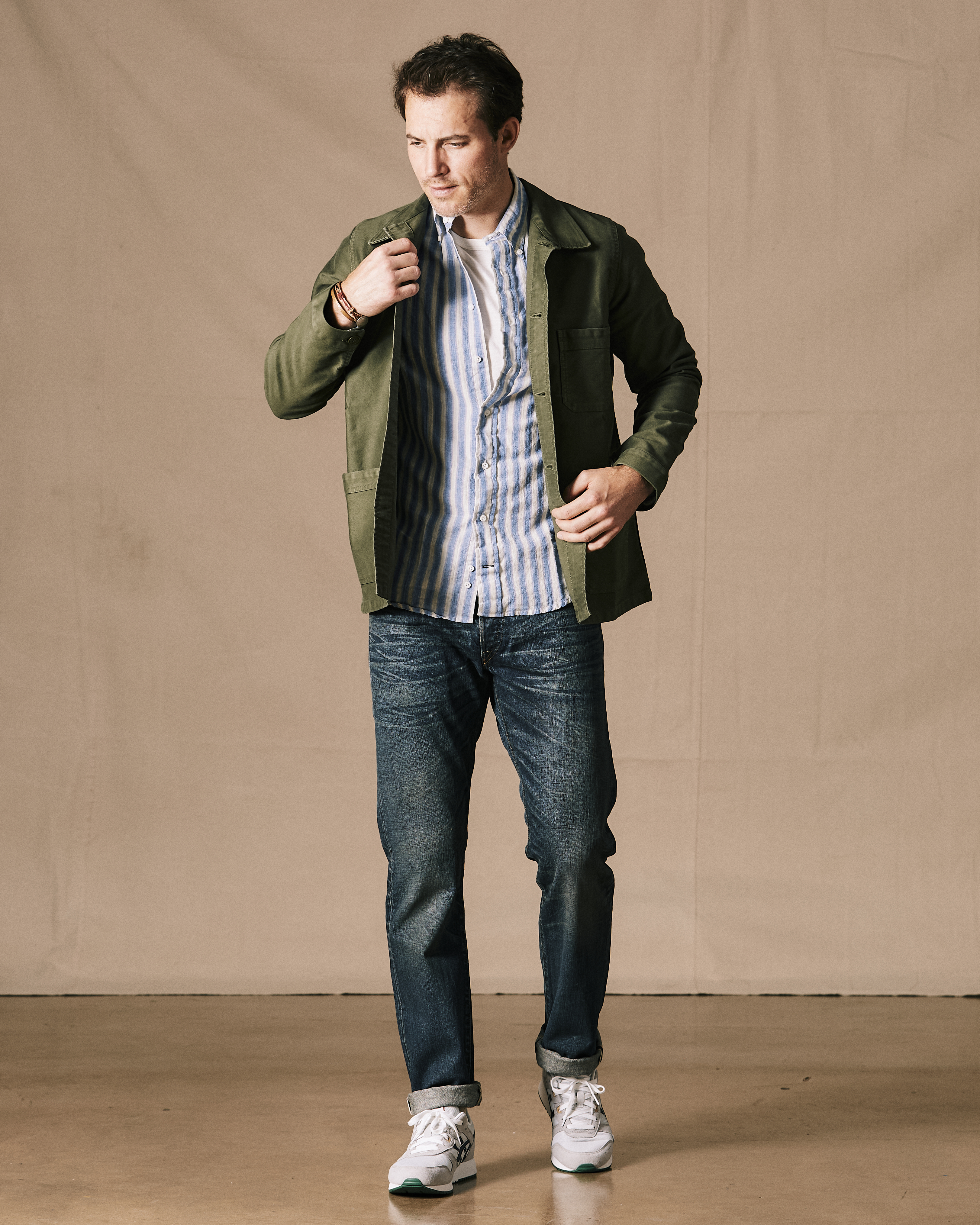 Le Mont St Michel French Work Chore Jacket - Kaki | Chore Coats