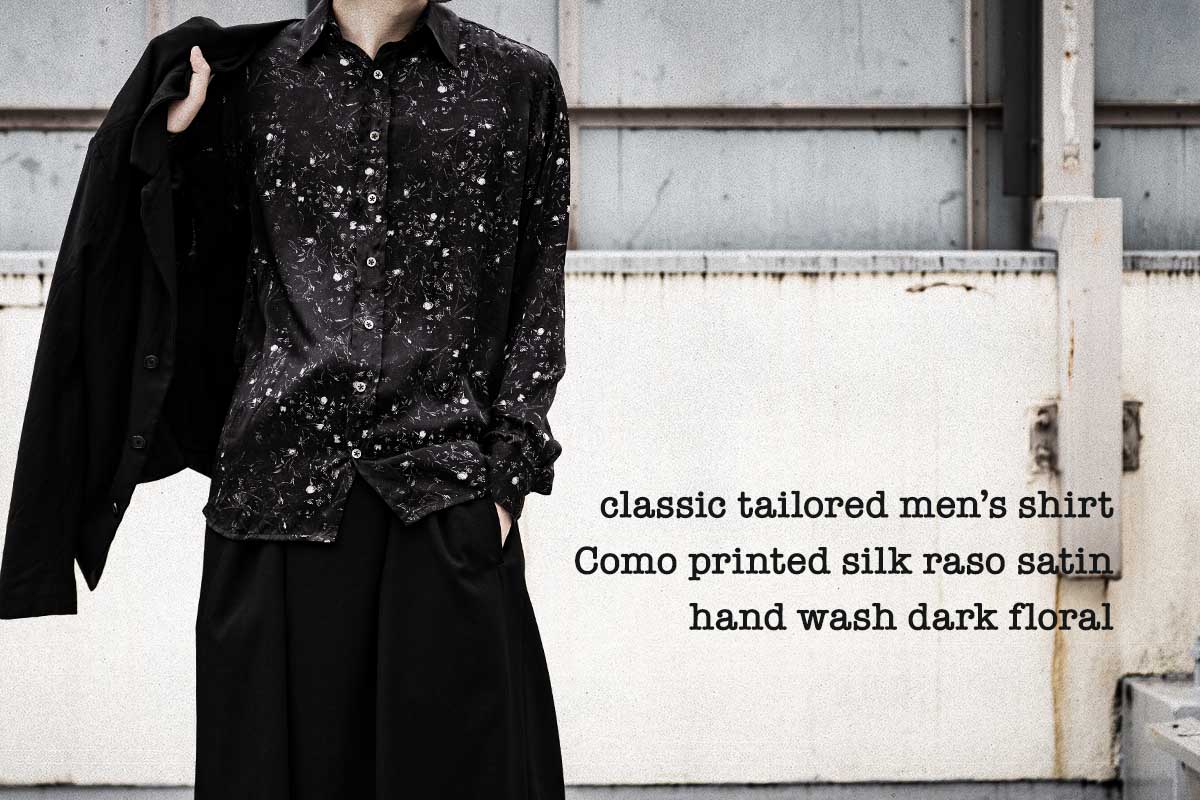 Geoffrey B.Small handmade classic tailored dark floral men's shirt
