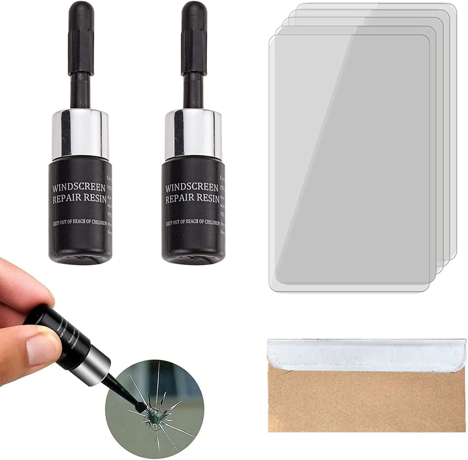 Wishwin Windshield Repair Kit, Fix Chips, Cracks, Bull's-Eyes